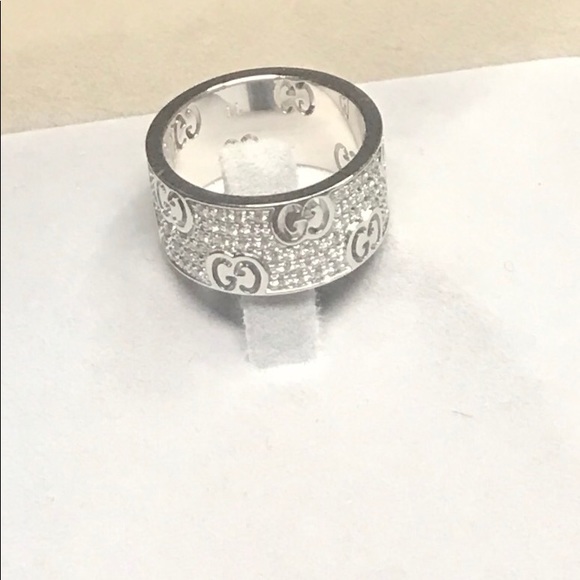 Authentic Gucci Diamond Band Ring Size 4,5 18k WG - Picture 2 of 7